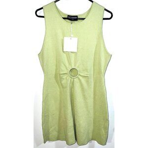 Kittenish Sage Green Sleeveless Dress Front Ring Detail Large Msrp $58.00